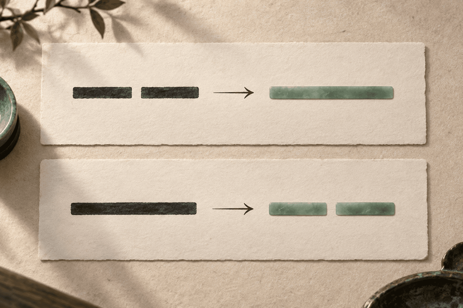 A broken line changes to a solid line above a solid line changing to a broken line